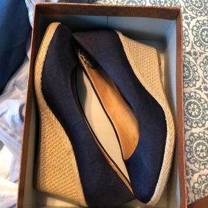 Navy wedge heels